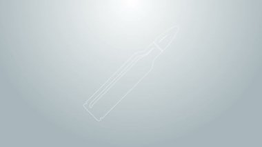 Mavi çizgi kurşun ikonu gri arkaplanda izole edildi. 4K Video hareketli grafik canlandırması