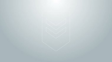 Mavi çizgi sembolü gri arkaplanda izole edildi. Askeri rozet işareti. 4K Video hareketli grafik canlandırması