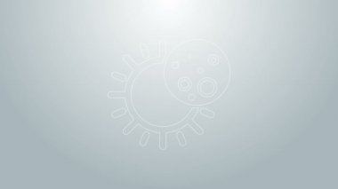 Güneş tutulmasının mavi çizgisi gri arkaplanda izole edilmiş. Tam sonar tutulması. 4K Video hareketli grafik canlandırması