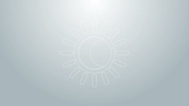 Güneş tutulmasının mavi çizgisi gri arkaplanda izole edilmiş. Tam sonar tutulması. 4K Video hareketli grafik canlandırması