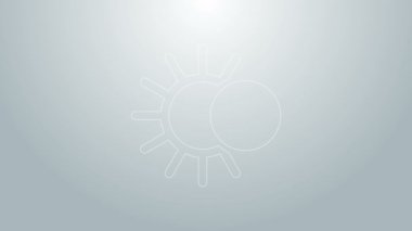 Güneş tutulmasının mavi çizgisi gri arkaplanda izole edilmiş. Tam sonar tutulması. 4K Video hareketli grafik canlandırması