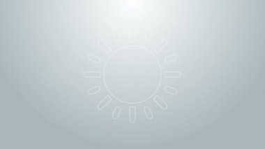 Mavi çizgi Sun simgesi gri arkaplanda izole edildi. 4K Video hareketli grafik canlandırması