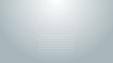 Mavi çizgi sisi ve bulut simgesi gri arkaplanda izole edildi. 4K Video hareketli grafik canlandırması