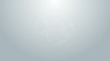Mavi çizgi Su bırakma simgesi gri arkaplanda izole edildi. 4K Video hareketli grafik canlandırması
