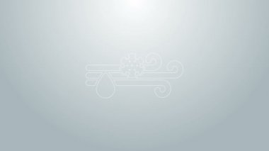 Mavi çizgi Rüzgâr ve yağmur, kar ikonu gri arka planda izole edilmiş. Rüzgarlı bir hava. 4K Video hareketli grafik canlandırması