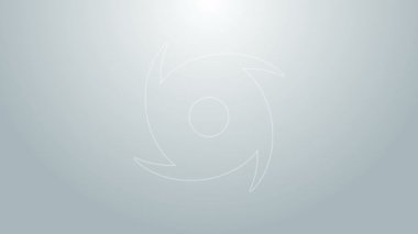 Mavi çizgi Tornado simgesi gri arkaplanda izole edildi. Kasırga, kasırga, fırtına bacası, kasırga ya da hortum ikonu. 4K Video hareketli grafik canlandırması