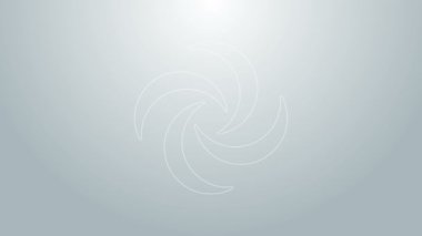 Mavi çizgi Tornado simgesi gri arkaplanda izole edildi. Kasırga, kasırga, fırtına bacası, kasırga ya da hortum ikonu. 4K Video hareketli grafik canlandırması