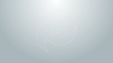 Mavi çizgi Tornado simgesi gri arkaplanda izole edildi. Kasırga, kasırga, fırtına bacası, kasırga ya da hortum ikonu. 4K Video hareketli grafik canlandırması