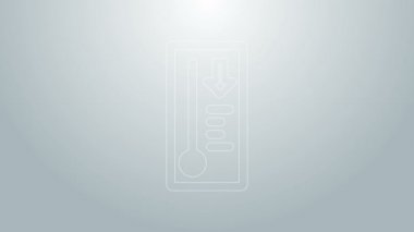 Mavi çizgi Meteoroloji termometresi ısı ve soğuk ikonu gri arka planda izole ediyor. Termometre termometresi sıcak ya da soğuk hava gösteriyor. 4K Video hareketli grafik canlandırması