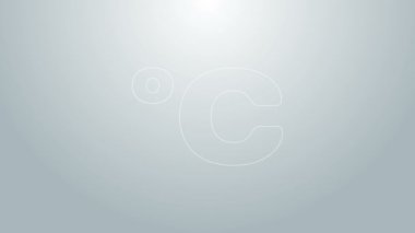 Mavi çizgi Celsius simgesi gri arkaplanda izole edildi. 4K Video hareketli grafik canlandırması