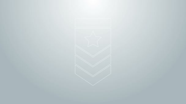 Icona Chevron linea blu isolata su sfondo grigio. Segno di distintivo militare. Animazione grafica 4K Video motion — Video Stock