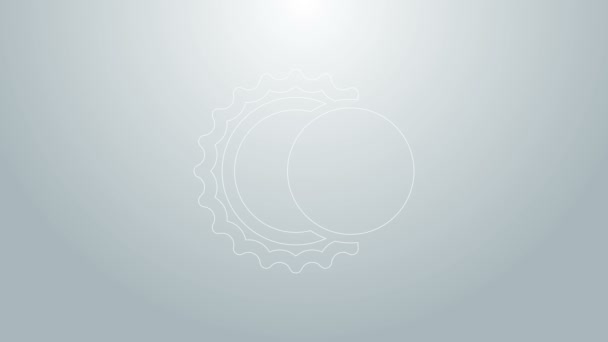 青い線灰色の背景に隔離された太陽のアイコンの日食。皆既日食。4Kビデオモーショングラフィックアニメーション — ストック動画