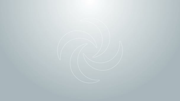 Blaue Linie Tornado-Symbol isoliert auf grauem Hintergrund. Wirbelsturm, Wirbelsturm, Sturmtrichter, Hurrikan oder Wettersymbol. 4K Video Motion Grafik Animation — Stockvideo