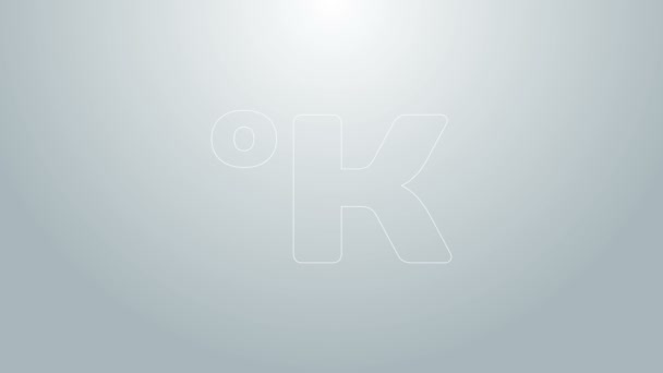 Modrá čára Kelvin ikona izolované na šedém pozadí. Grafická animace pohybu videa 4K — Stock video