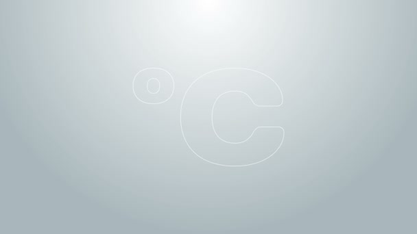Icono Celsius línea azul aislado sobre fondo gris. Animación gráfica de vídeo 4K — Vídeo de stock
