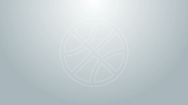 Kék vonal Kosárlabda ikon elszigetelt szürke háttér. Sport szimbólum. 4K Videó mozgás grafikus animáció — Stock videók
