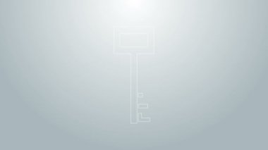 Mavi çizgi Korsan anahtar simgesi gri arkaplanda izole edildi. 4K Video hareketli grafik canlandırması