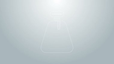 Mavi çizgi korsan çuvalı simgesi gri arkaplanda izole edildi. 4K Video hareketli grafik canlandırması