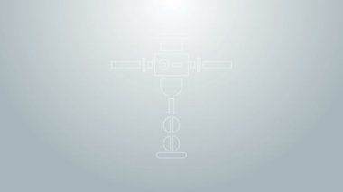 Mavi Hat İnşaat kaya matkabı simgesi gri arka planda izole edildi. 4K Video hareketli grafik canlandırması