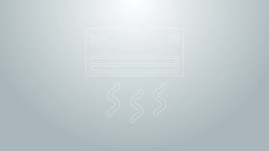 Mavi çizgi klima simgesi gri arkaplanda izole edildi. Sistemin havalandırmasını böl. Soğuk ve soğuk iklim kontrol sistemi. 4K Video hareketli grafik canlandırması