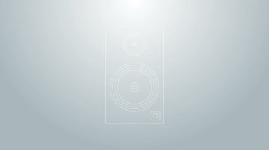 Mavi çizgi Stereo hoparlörü gri arkaplanda izole edildi. Ses sistemi hoparlörleri. Müzik ikonu. Müzikal sütun hoparlörü. 4K Video hareketli grafik canlandırması