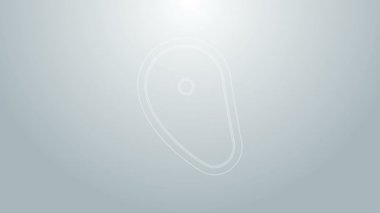 Mavi çizgi biftek et ikonu gri arkaplanda izole edilmiş. 4K Video hareketli grafik canlandırması