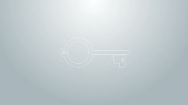 Oyun simgesi için mavi çizgi Eskiler anahtarı gri arkaplanda izole edildi. 4K Video hareketli grafik canlandırması