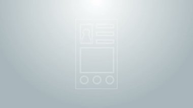 Mavi çizgi Gri arkaplanda izole hesap ekranı simgesi oluştur. 4K Video hareketli grafik canlandırması