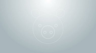 Mavi çizgi domuz burcu simgesi gri arka planda izole edildi. Astrolojik yıldız falı koleksiyonu. 4K Video hareketli grafik canlandırması