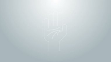 El simgesinin mavi çizgisi, gri arka planda izole edilmiş. 4K Video hareketli grafik canlandırması