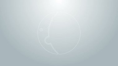 Güneş tutulmasının mavi çizgisi gri arkaplanda izole edilmiş. Tam sonar tutulması. 4K Video hareketli grafik canlandırması