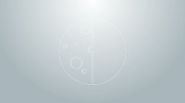 Güneş tutulmasının mavi çizgisi gri arkaplanda izole edilmiş. Tam sonar tutulması. 4K Video hareketli grafik canlandırması