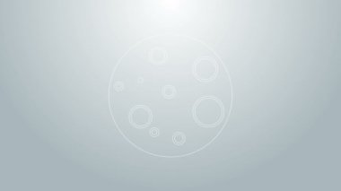 Mavi çizgi ay simgesi gri arkaplanda izole edildi. 4K Video hareketli grafik canlandırması