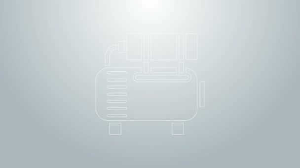 Línea azul Icono del compresor de aire aislado sobre fondo gris. Animación gráfica de vídeo 4K — Vídeos de Stock
