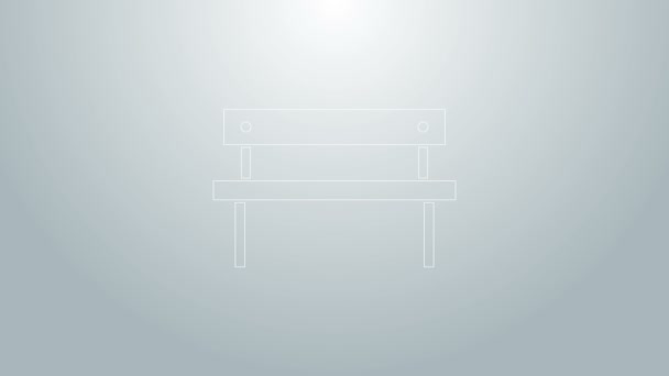 Blue line Bench icon isolated on grey background. 4K Video motion graphic animation — Stock Video