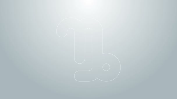 Modrá čára Kozoroh Zvěrokruh znamení ikona izolované na šedém pozadí. Astrologická sbírka horoskopů. Grafická animace pohybu videa 4K — Stock video