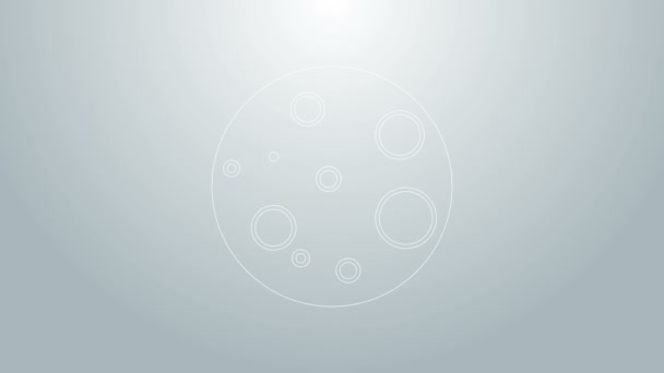 Icona Luna linea blu isolata su sfondo grigio. Animazione grafica 4K Video motion — Video Stock