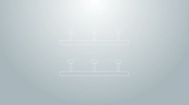 Mavi çizgi otomatik sulama ikonu gri arkaplanda izole edilmiş. Su ekipmanları. Bahçe elemanı. Sprey tabanca ikonu. 4K Video hareketli grafik canlandırması