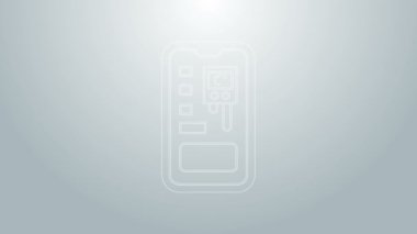 Mavi çizgi Akıllı kontrol sistemi mobil uygulama simgesi gri arkaplanda izole edildi. 4K Video hareketli grafik canlandırması