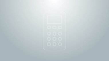 Mavi çizgi Uzaktan Kumanda simgesi gri arkaplanda izole edildi. 4K Video hareketli grafik canlandırması