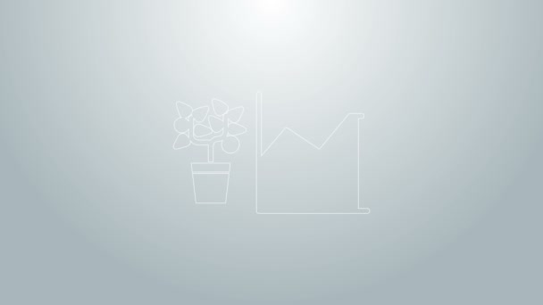 Línea azul Icono de estadísticas de Flor aislado sobre fondo gris. Animación gráfica de vídeo 4K — Vídeos de Stock