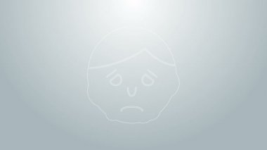 Yüz simgesindeki mavi çizgi iltihabı gri arkaplanda izole edildi. 4K Video hareketli grafik canlandırması