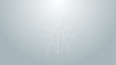 Mavi çizgi hamamböceği simgesi gri arkaplanda izole edildi. 4K Video hareketli grafik canlandırması