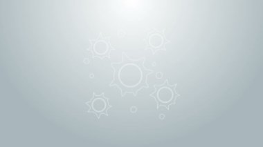 Mavi çizgi bakteri simgesi gri arkaplanda izole edildi. Bakteriler ve mikroorganizmalar, sebep olan mikroorganizma hastalıkları, hücre kanseri, mikrop, virüs, mantar. 4K Video hareketli grafik canlandırması