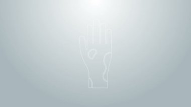 Mavi Çizgili El sedef hastalığı veya egzama ikonu gri arka planda izole edilmiş. Alerjene veya kronik vücut sorununa karşı insan derisi tepkisi kavramı. 4K Video hareketli grafik canlandırması