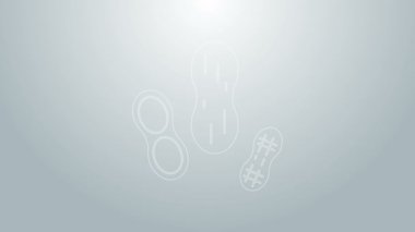 Mavi çizgi Peanut simgesi gri arkaplanda izole edildi. 4K Video hareketli grafik canlandırması