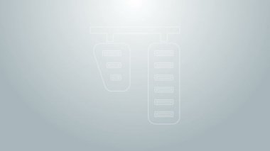 Mavi çizgi araba gazı ve fren pedalları gri arka planda izole edilmiş. 4K Video hareketli grafik canlandırması