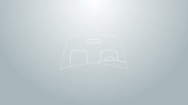 Mavi çizgili araba ön cam simgesi gri arkaplanda izole edilmiş. 4K Video hareketli grafik canlandırması