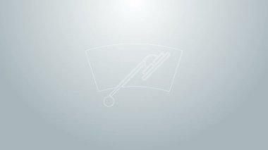 Mavi çizgi Windscreen silecek simgesi gri arkaplanda izole edildi. 4K Video hareketli grafik canlandırması
