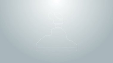 Mavi çizgi vites değiştiren simgesi gri arkaplanda izole edildi. İletişim simgesi. 4K Video hareketli grafik canlandırması